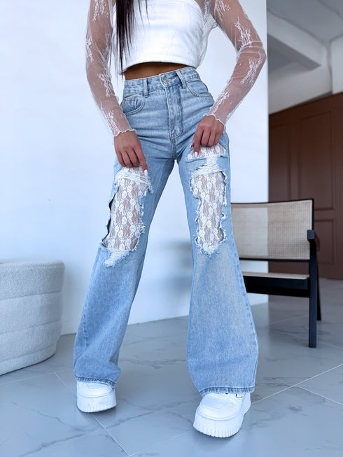 Джинсы "LACE P10027" - СИНИЕ